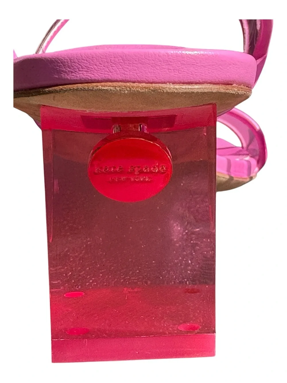 kate spade Milani Lucite Dress Square Toe Sandals Heels Carousel Pink